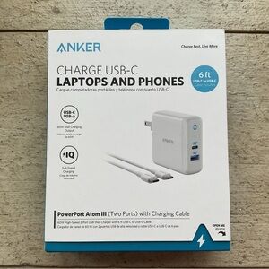 Anker Charge USB-C Laptops & Phones 60Watt Charger New Sealed Box